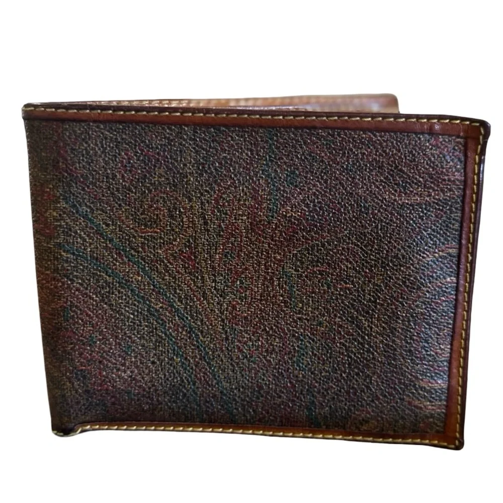 Etro Milano Italy Vintage (good) Burgundy Paisley Men's Bifold Wallet
